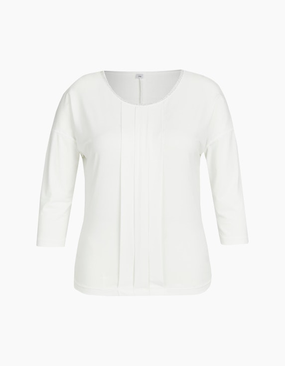 Viventy Shirt mit Kellerfalten und Schmucksteinen in Offwhite | ADLER Mode Onlineshop