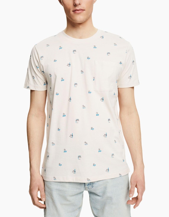 Esprit EDC Jersey-T-Shirt mit Palmen-Motiven | ADLER Mode Onlineshop