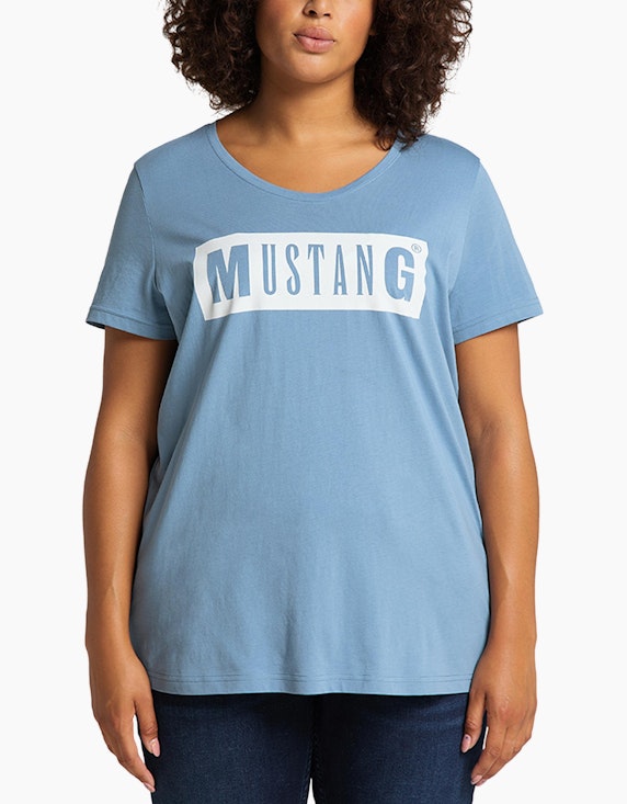 Mustang True Size T-Shirt mit Logo-Print | ADLER Mode Onlineshop