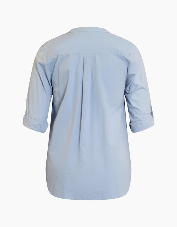 CISO Unifarbene Bluse in Baumwolle/Leinen-Mix | ADLER Mode Onlineshop