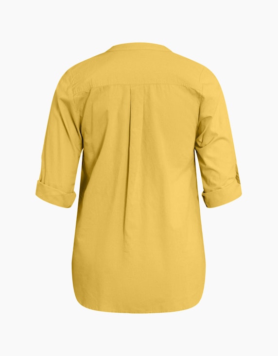 CISO Unifarbene Bluse in Baumwolle/Leinen-Mix | ADLER Mode Onlineshop