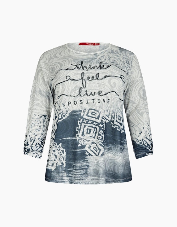 Thea Shirt mit Print in Dunkelblau/Weiß | ADLER Mode Onlineshop