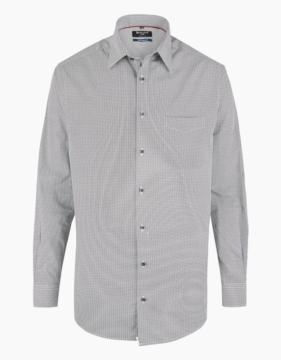 Bexleys man Freizeithemd mit Allovermuster, REGULAR FIT in Schwarz/Weiß | ADLER Mode Onlineshop
