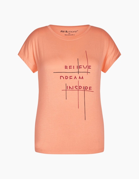Fit&More Fitness T-Shirt mit Frontprint in Orange/Rot | ADLER Mode Onlineshop