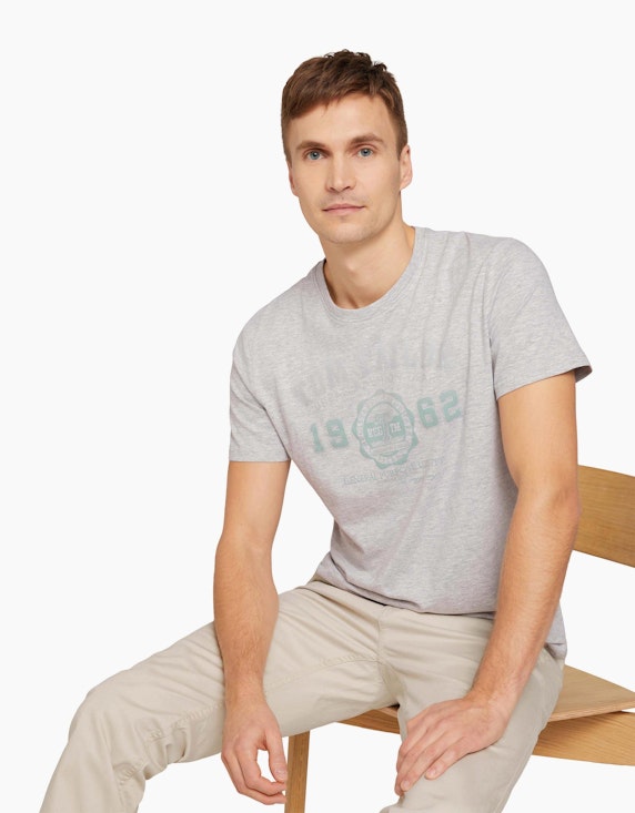 TOM TAILOR T-Shirt mit Bio-Baumwolle mit Textprint | ADLER Mode Onlineshop