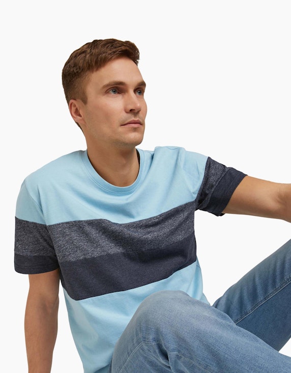 TOM TAILOR Mehrfarbiges T-Shirt mit Streifenmuster in Melange Optik | ADLER Mode Onlineshop