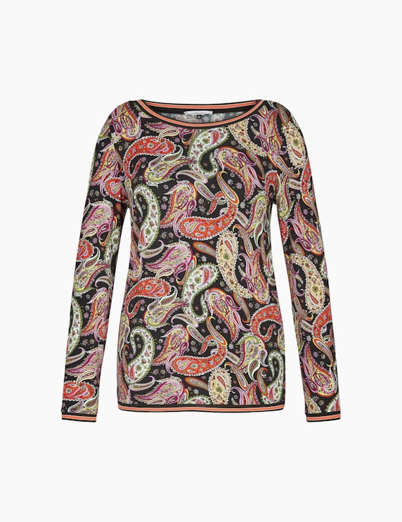 Steilmann Woman Langarm-Shirt mit Paisley-Muster in Schwarz/Bunt | ADLER Mode Onlineshop