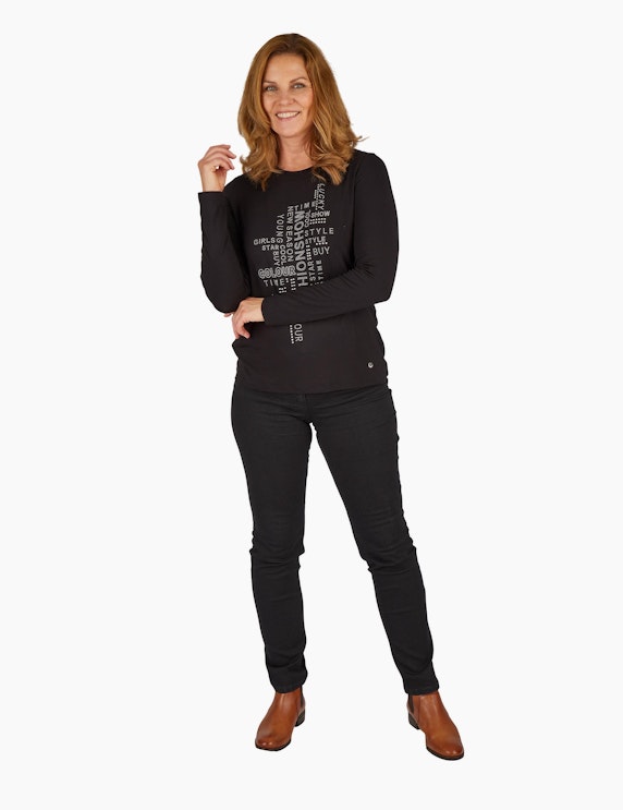 Steilmann Woman Langarm-Shirt mit Wording in Schwarz | ADLER Mode Onlineshop