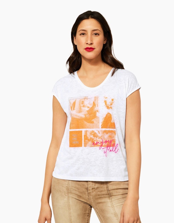 Street One T-Shirt im Burn Out Dessin | ADLER Mode Onlineshop