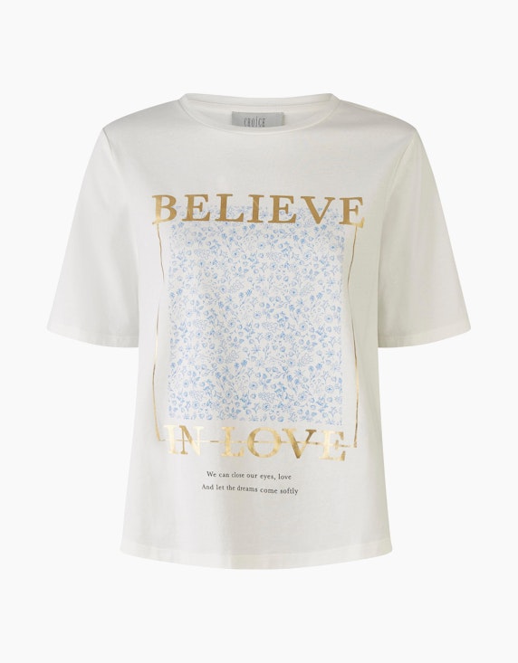 CHOiCE T-Shirt mit Frontprint in Weiß/Blau/Gold | ADLER Mode Onlineshop