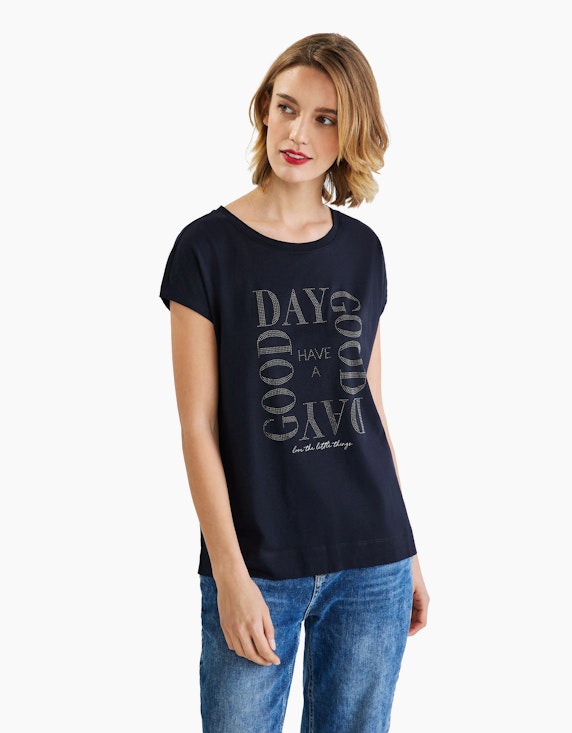Street One T-Shirt mit Steinchenwording | ADLER Mode Onlineshop