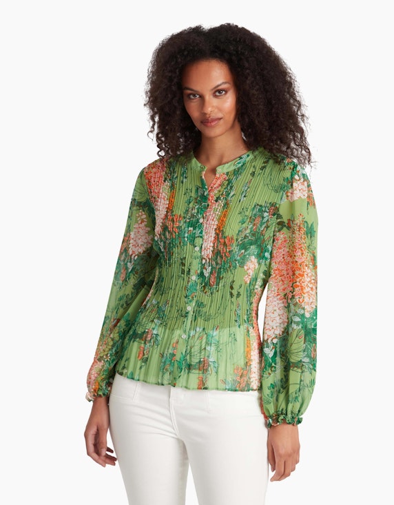 KRISS Plissierte Bluse mit Print | ADLER Mode Onlineshop