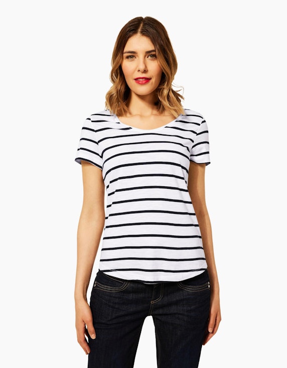 Street One T-Shirt mit Streifen Muster | ADLER Mode Onlineshop