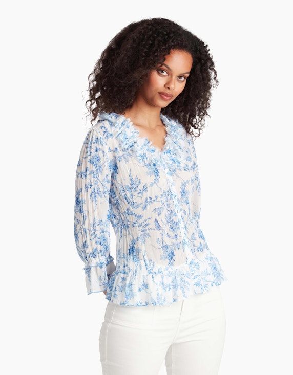 KRISS Romantische Bluse mit sommerlichem Print und Blumenapplikationen | ADLER Mode Onlineshop