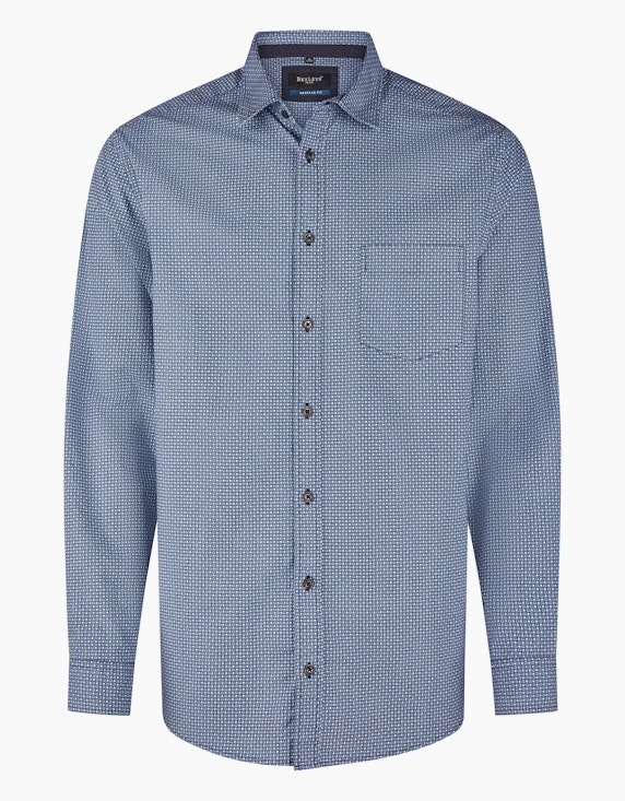 Bexleys man Businesshemd, Regular Fit in Blau/Schwarz/Weiß | ADLER Mode Onlineshop
