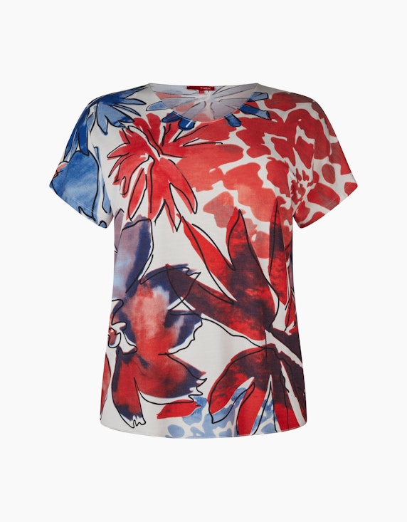 Thea Shirt mit Blumenprint in Rot/Blau | ADLER Mode Onlineshop