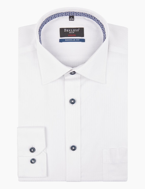 Bexleys man Businesshemd mit Struktur, Regular Fit in Weiß | ADLER Mode Onlineshop