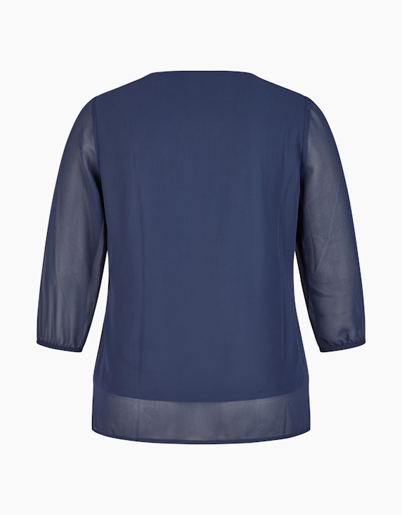 Steilmann Edition Unifarbene Chiffon-Bluse mit 3/4 Ärmel | ADLER Mode Onlineshop