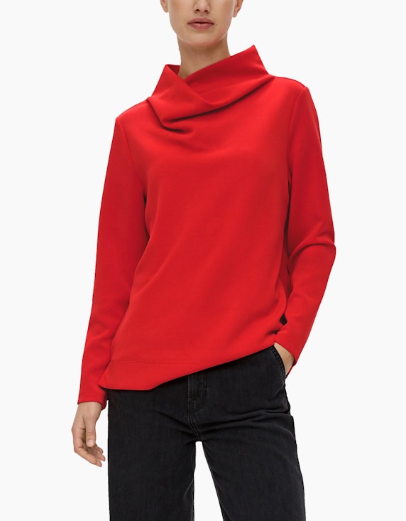 s.Oliver Scuba-Sweatshirt mit drapiertem Kragen | ADLER Mode Onlineshop
