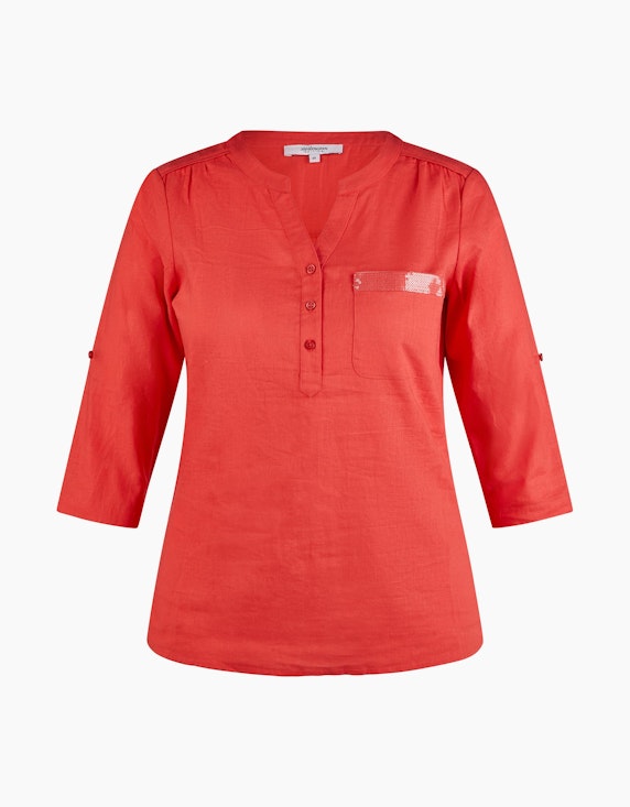 Steilmann Edition Unifarbene Bluse mit Leinen in Rot | ADLER Mode Onlineshop