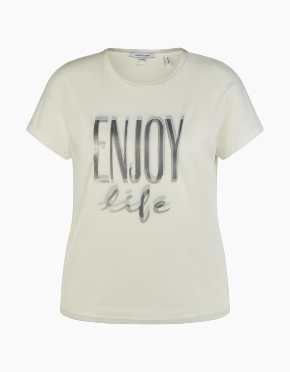 Steilmann Woman Mesh Shirt mit Wording in Creme | ADLER Mode Onlineshop