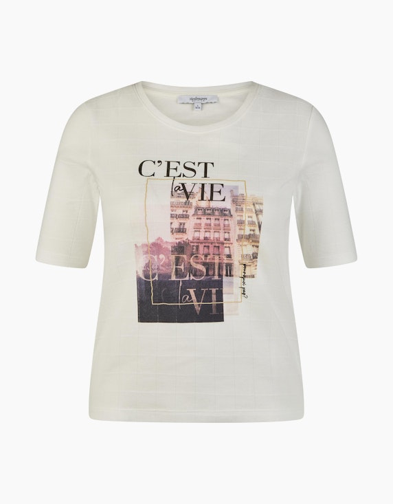Steilmann Edition T-Shirt mit Struktur und Frontprint in Weiß | ADLER Mode Onlineshop