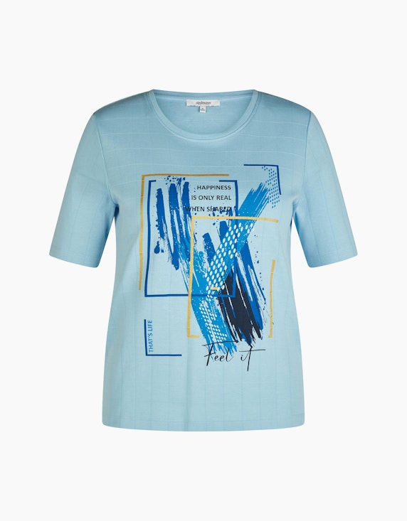 Steilmann Edition T-Shirt mit Struktur und Frontprint in Hellblau | ADLER Mode Onlineshop