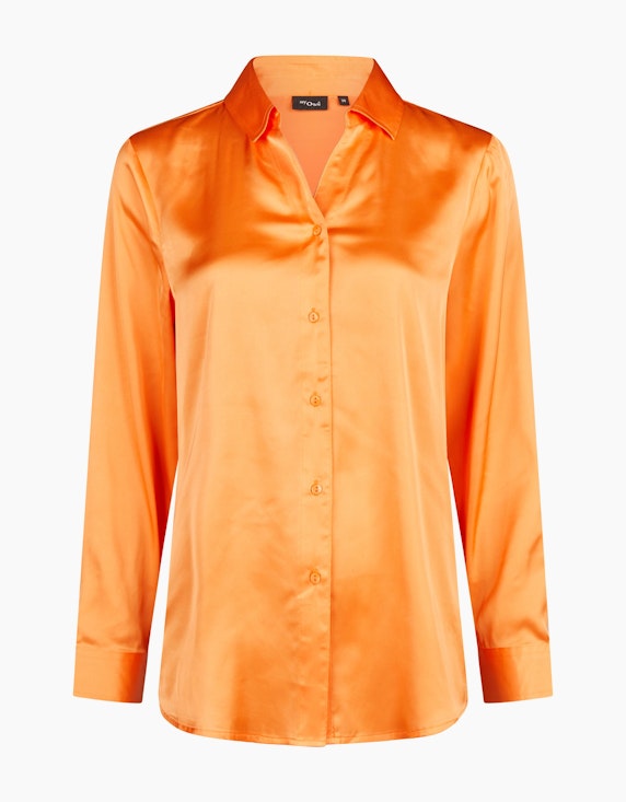 MY OWN Langarm Bluse in Satin-Optik in Orange | ADLER Mode Onlineshop