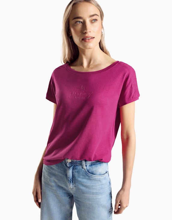 Street One T-Shirt mit Raffung | ADLER Mode Onlineshop
