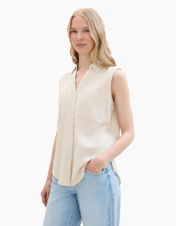 TOM TAILOR Ärmellose Bluse mit Brusttaschen | ADLER Mode Onlineshop