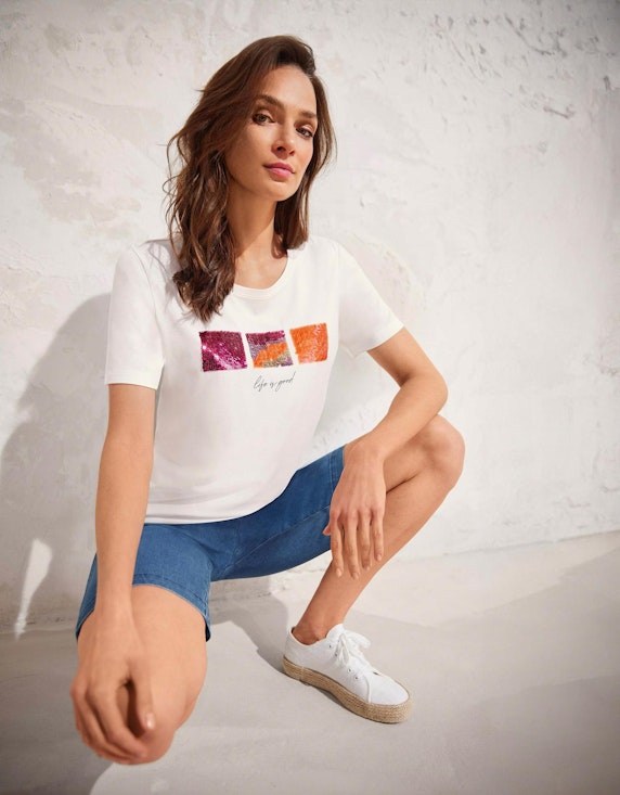 Steilmann Edition T-Shirt mit Pailletten - aus BCI Cotton | ADLER Mode Onlineshop
